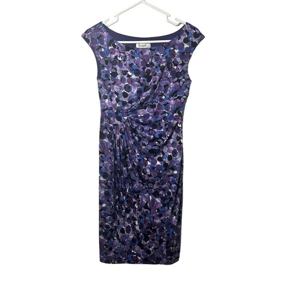 Dress Barn Ladies Scrunch Purple Career Business Spring Summer Dress SZ 4P - Picture 2 of 5